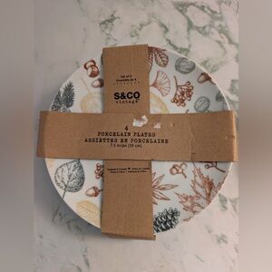 S&CO Vintage Porcelain Plate Set - Autumn Leaf Print